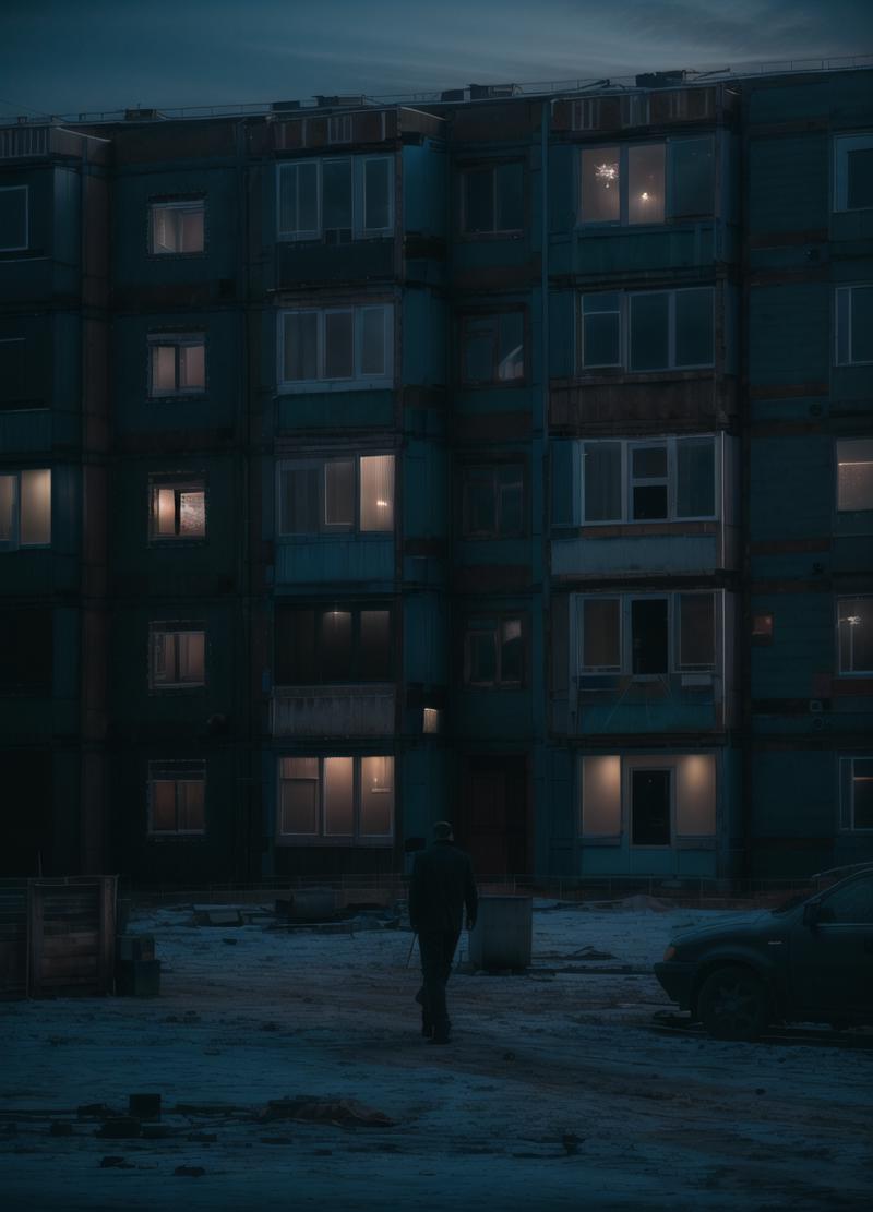 14037-428603396-man at yard with large panel houses, russianebenya, cyberpunk, dark evening, movie still, 80mm lens, masterpiece, best quality,.png